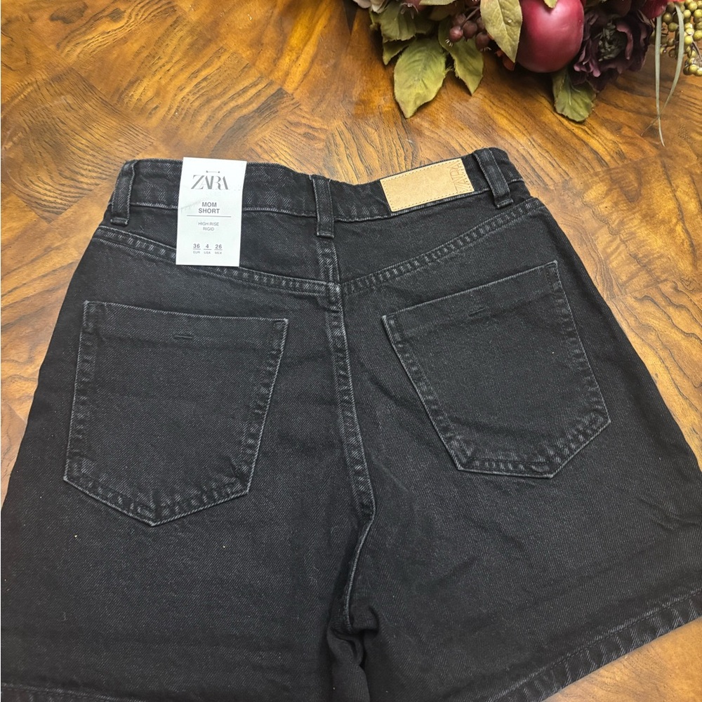 Zara black High Rise Mom Shorts